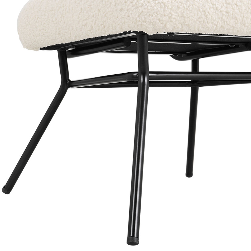 Living and Home Beige Faux Wool Accent Chair Image 6