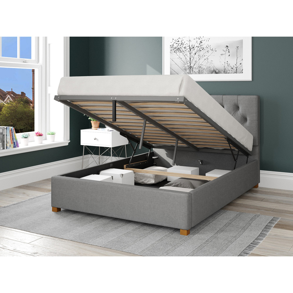 Aspire Olivier Single Grey Eire Linen Ottoman Bed Image 2