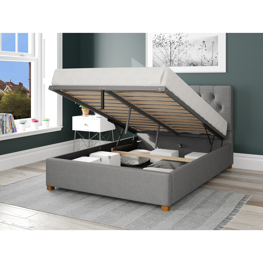 Aspire Olivier Double Grey Eire Linen Ottoman Bed Image 2