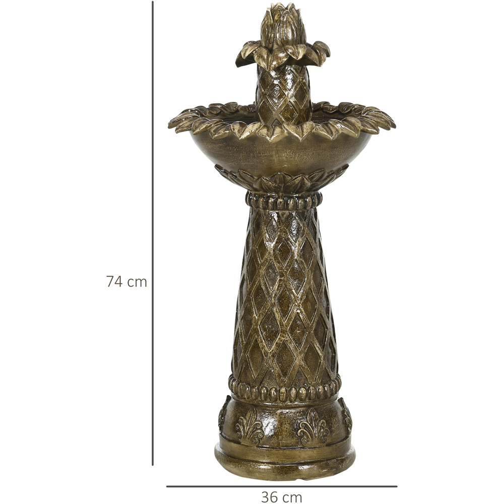 Outsunny 2 Tier Freestanding Brown Flower Water Feature with Electric Pump Image 7