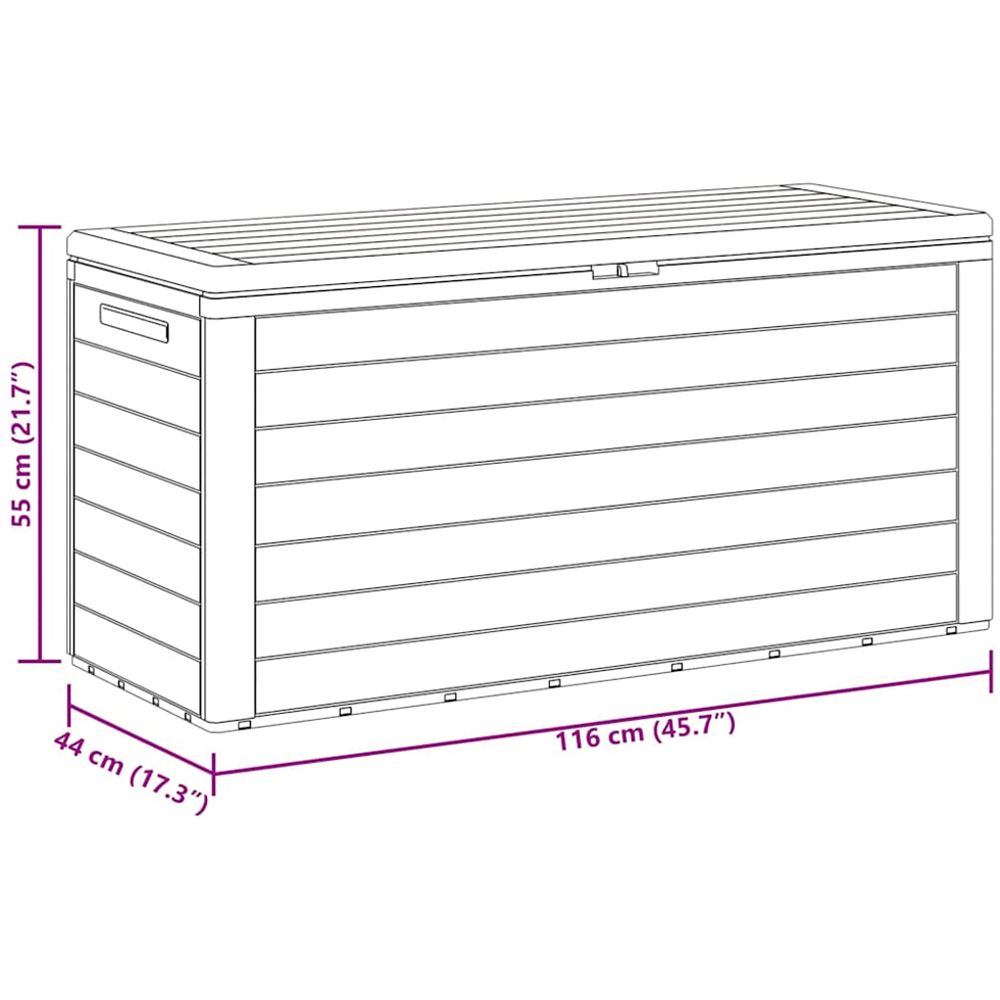 vidaXL 290L Brown Polypropylene Garden Storage Box Image 5