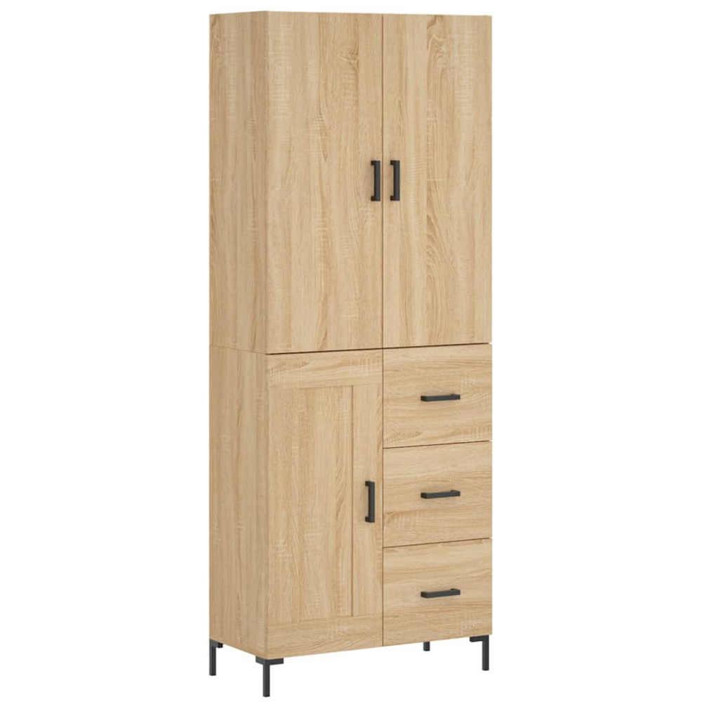 vidaXL 3 Door 3 Drawer 5 Shelf Sonoma Oak Highboard with Metal Legs Image 2