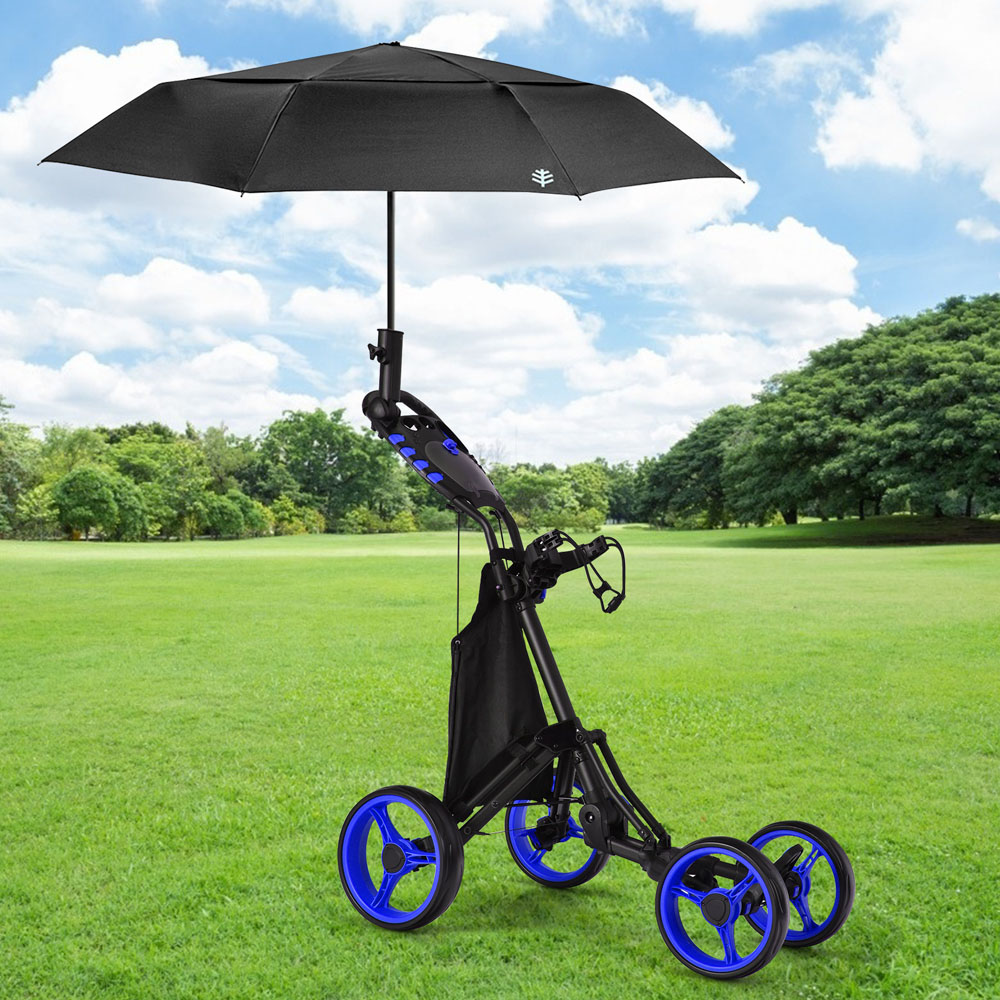 Costway Blue Golf Push Pull Cart with Waterproof Bag and Foot Brake Image 2