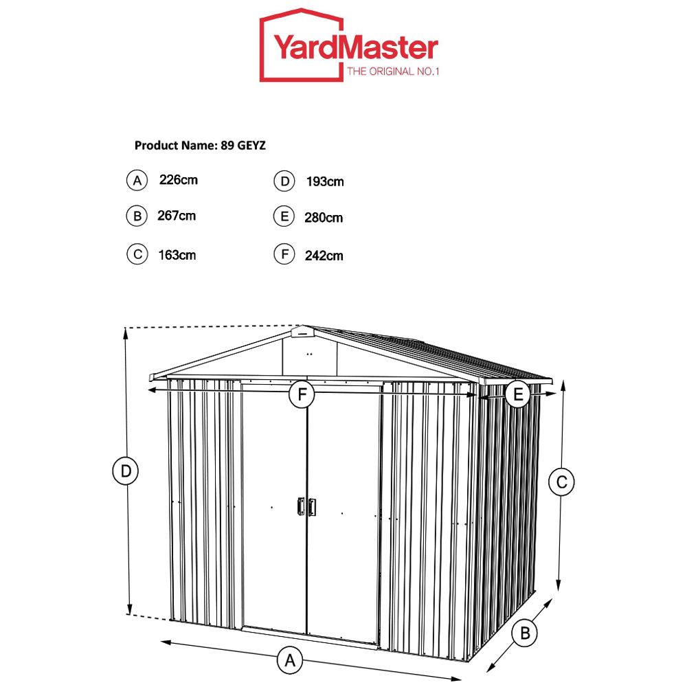 Yardmaster 8 x 9ft Emerald Green Metal Apex Storage Shed with Floor Support Kit Image 7