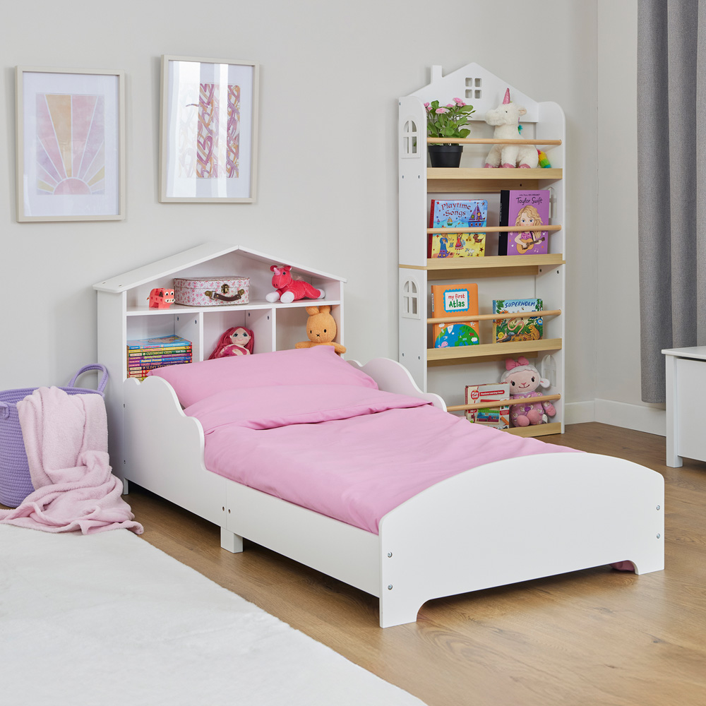 Liberty House Toys Kids White Toddler Bed with Bookcase Image 6