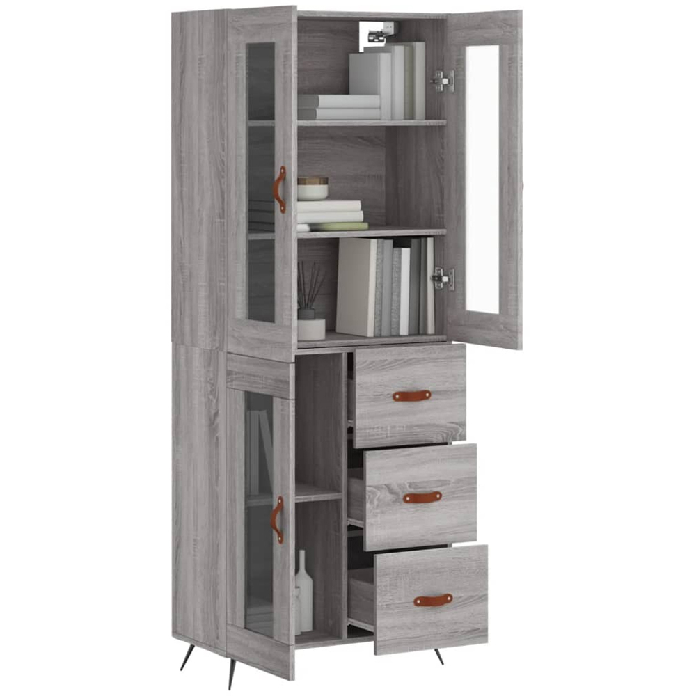 vidaXL 4 Door Grey Highboard Image 3
