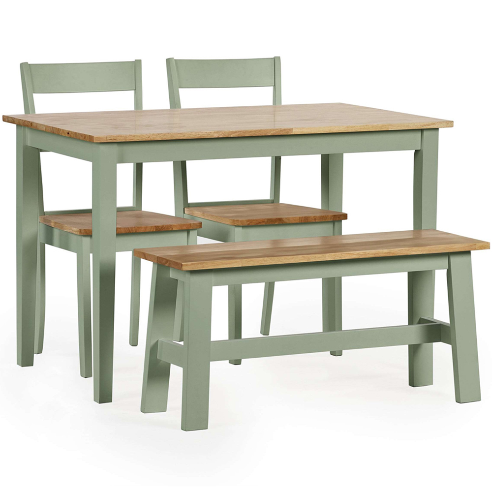 Julian Bowen Linwood Sage Green and Natural Dining Bench 95cm Image 7