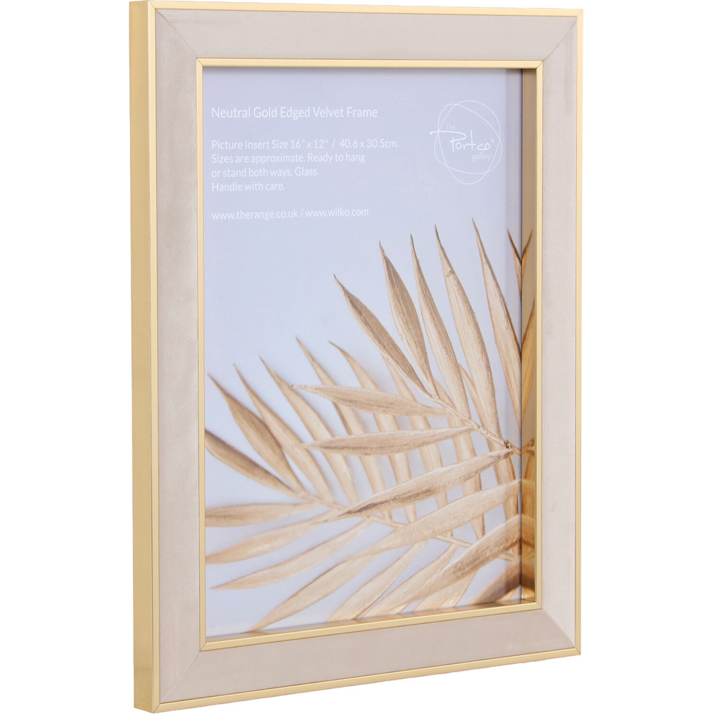 Gold Edge Velvet Photo Frame Neutral 16 x 12 inch Image 4