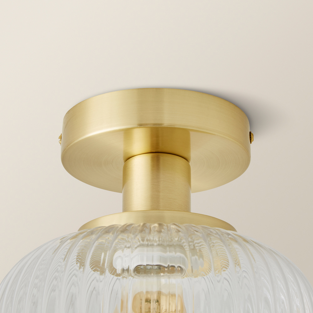 ValueLights Calpe Clear Shade Gold Stem LED Flush Ceiling Light Image 4