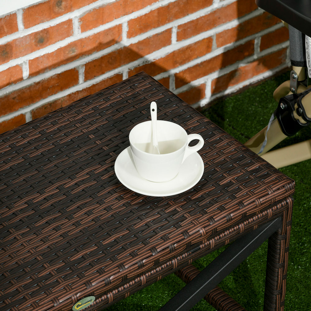 Outsunny PE Rattan Plastic Board Garden Coffee Table Image 3