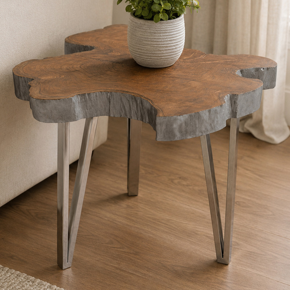 Premier Housewares Surak Teak Wood Medium Side Table Image 1
