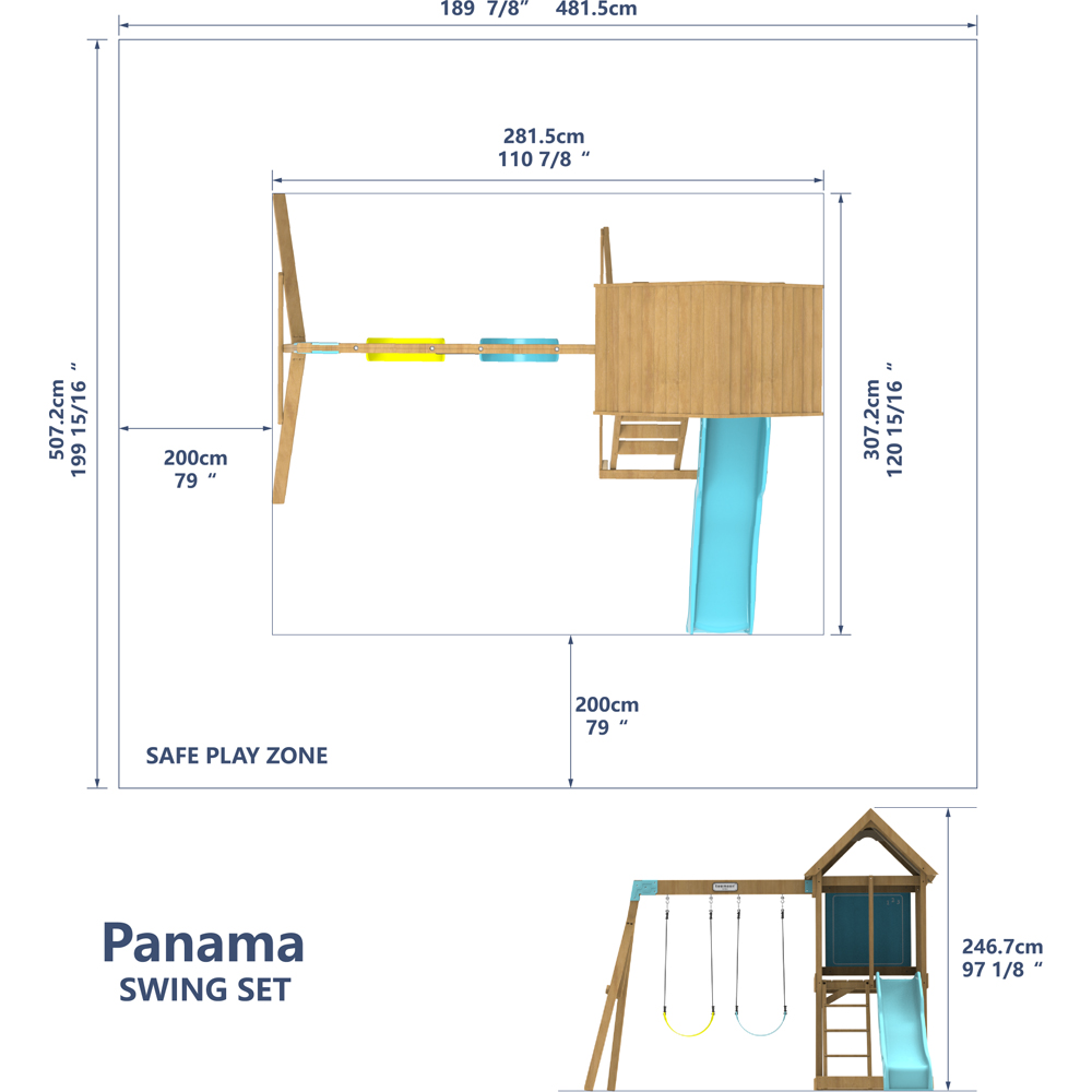 Teamson Home Panama Aqua and Natural Outdoor Wooden Swing Set Image 7