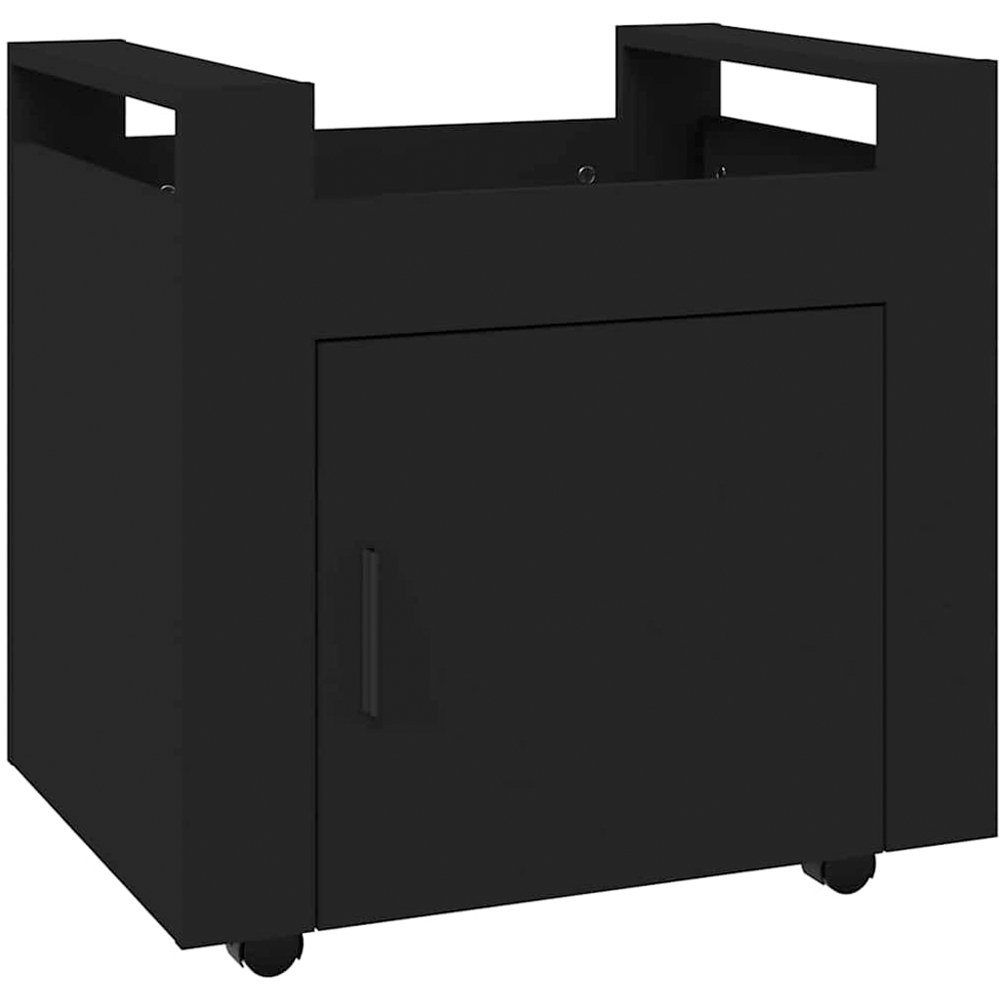 vidaXL Single Door Single Shelf Black Sonoma Wooden Desk Trolley Image 2