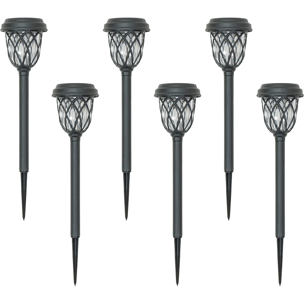 ValueLight Set of 6 Diamond Black Outdoor Solar Spike Light Image 1