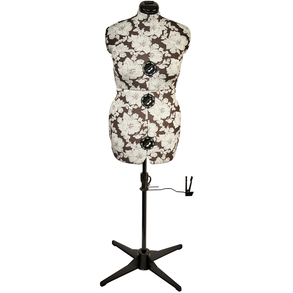 Sewing Online 5901B Grey Floral Hollyhock Adjustable 8-Part Dressmakers Dummy with Hem Marker Medium Image 2