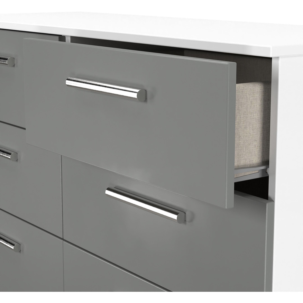 Crowndale Contrast 6 Drawer Dusk Grey and White Wide Chest of Drawers Ready Assembled Image 6