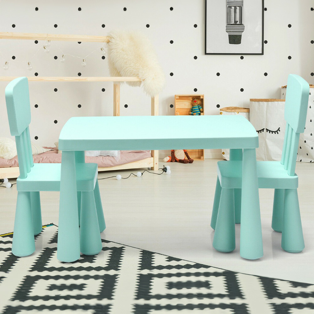 Costway 2 Seater Blue Kids Activity Table and Chair Set Image 1