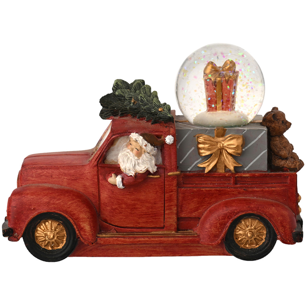 The Seasonal Gift Co Regal Tidings Red Santa Van with Snow Globe Christmas Decoration Image 3