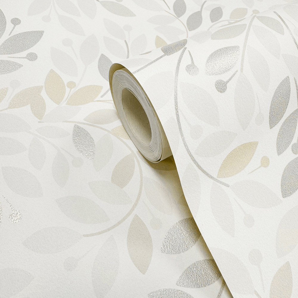 Muriva Gentle Leaf Cream Wallpaper Image 4