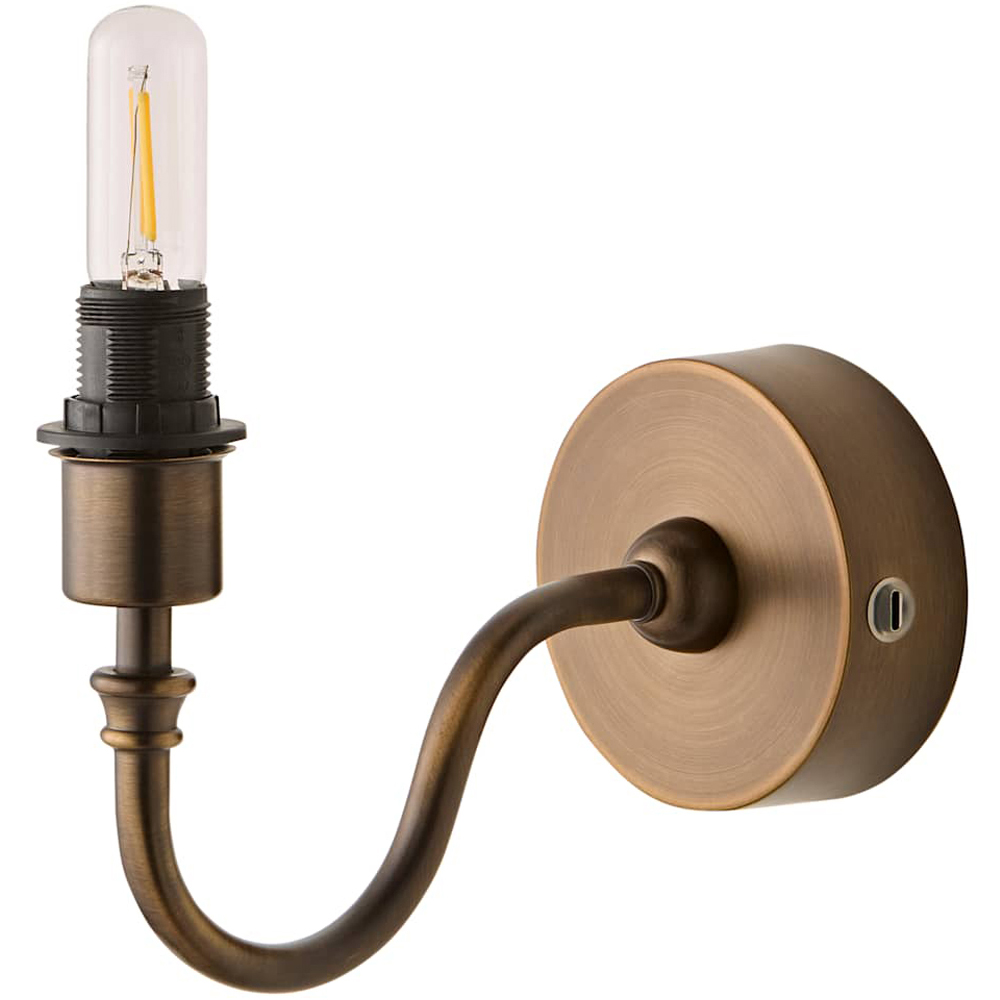 ValueLights Lowe Brushed Brass Metal Portable Rechargeable Wall Light Base with Bulb Image 1