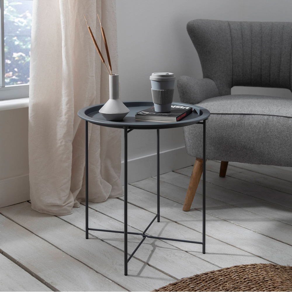 Noa and Nani Charcoal Grey Metal Side Table Image 4