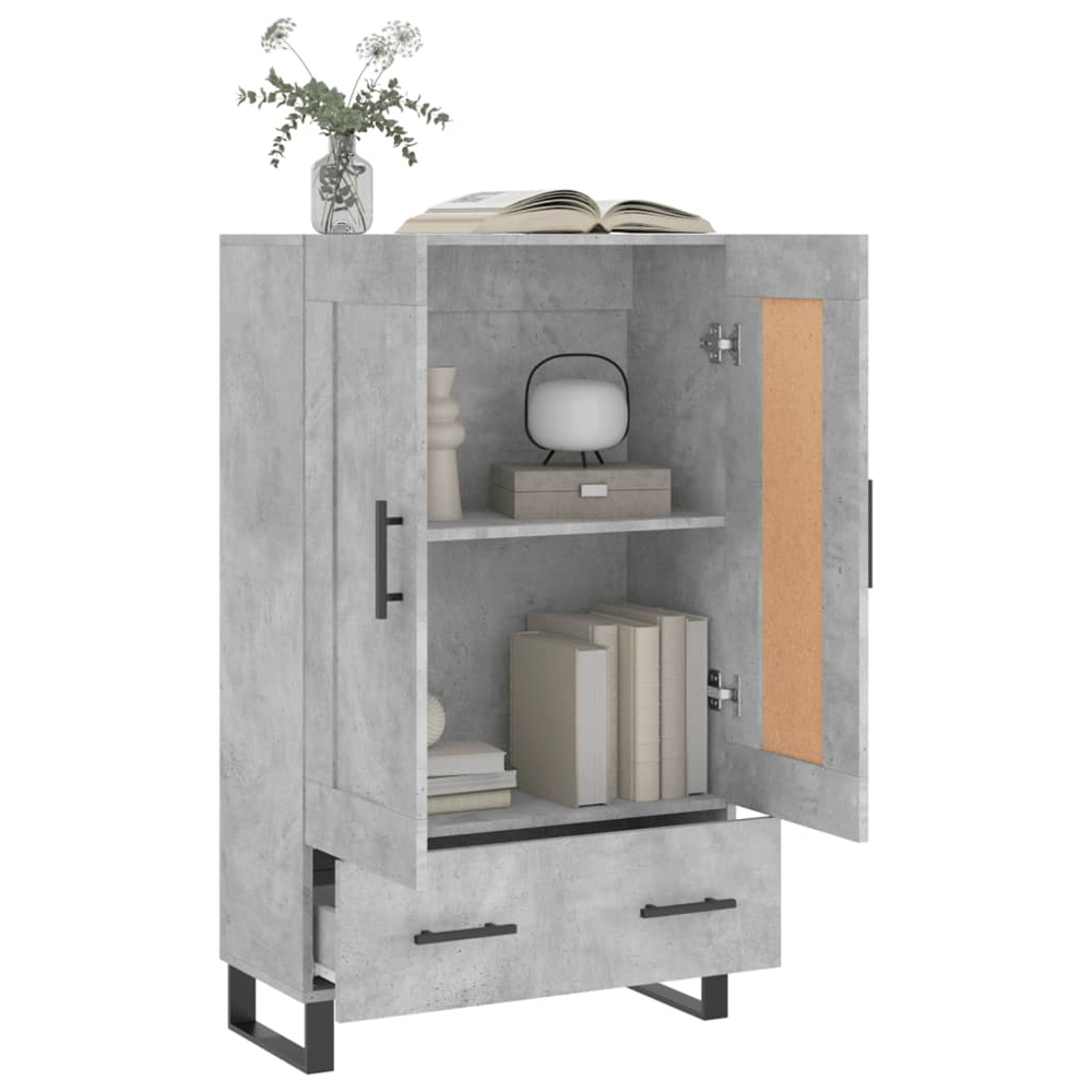 vidaXL 2 Door Single Drawer Concrete Grey Highboard Image 4