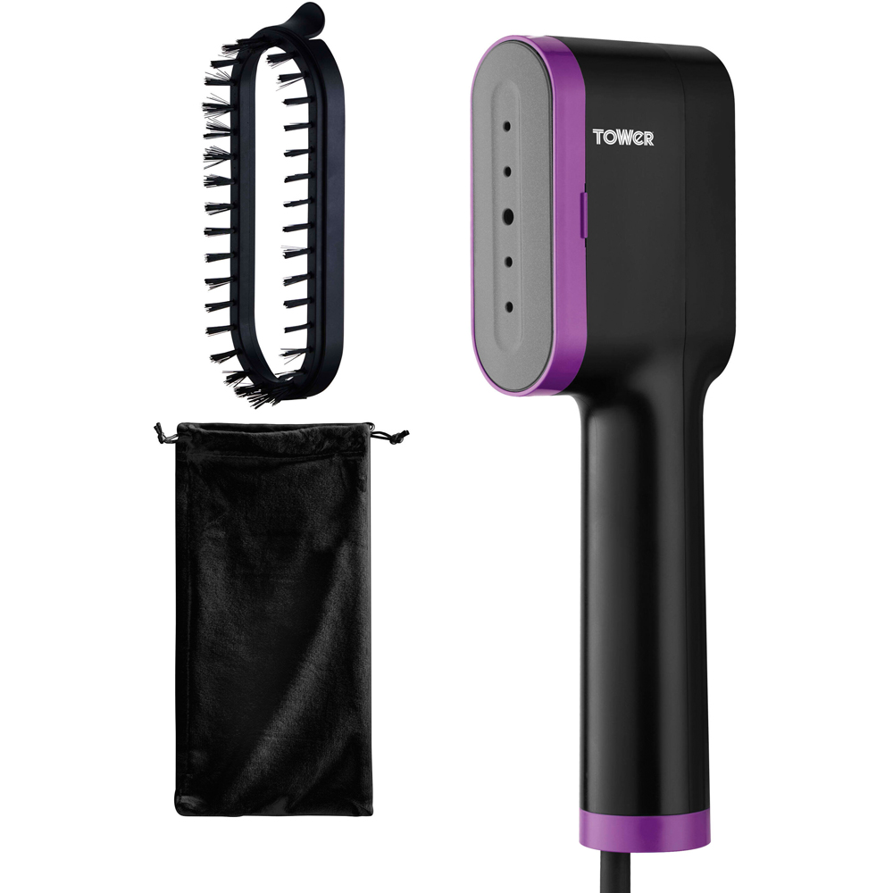 Tower Lilac and Black Digital Handheld Garment Steamer Image 1