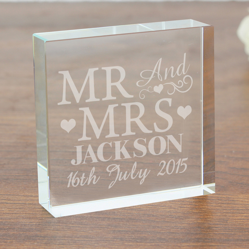 Personalised Memento Personalised Mr and Mrs Crystal Token Image 3