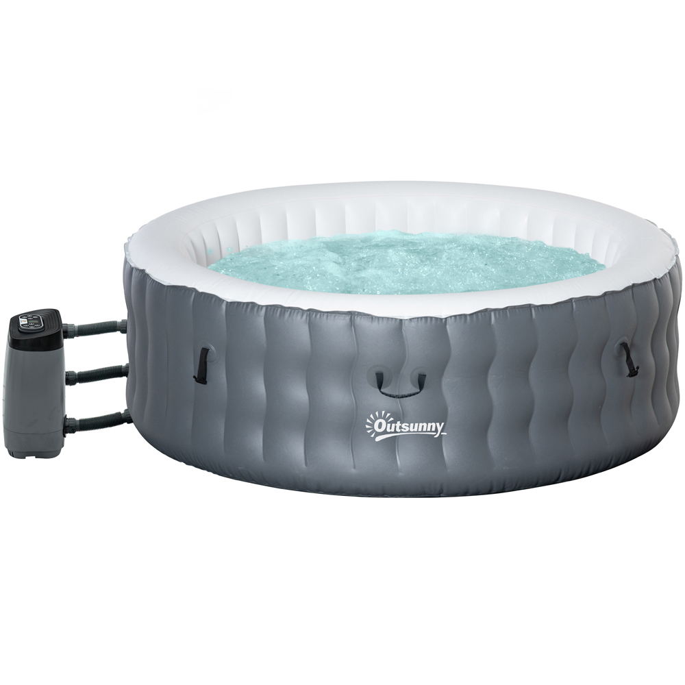 Outsunny Grey Round Inflatable Hot Tub with Pump Image 1