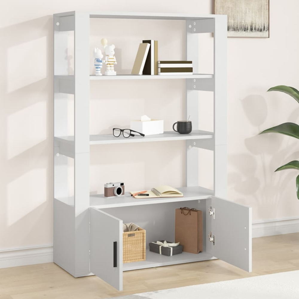 vidaXL 2 Door 3 Shelf White Sideboard Image 1