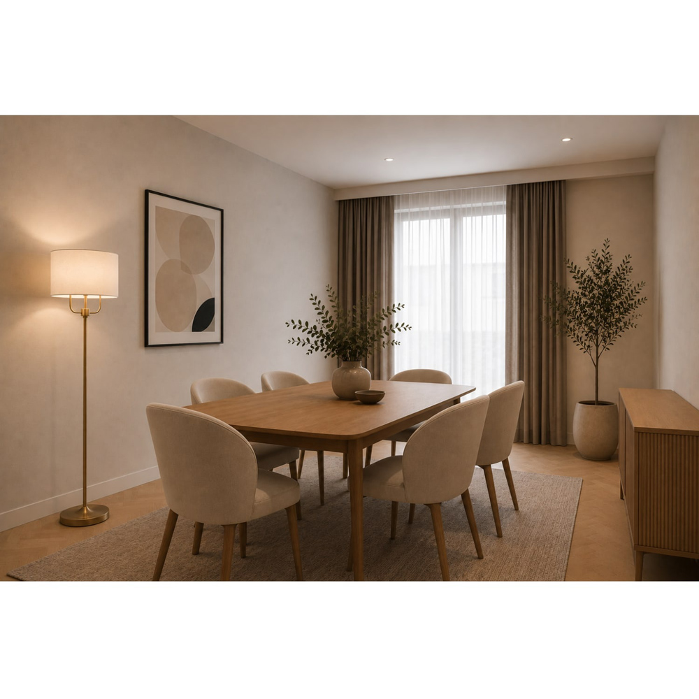 Cosylyte Winston 3 Light Classic Faux Linen Shade Brass Base Floor Lamp Image 2