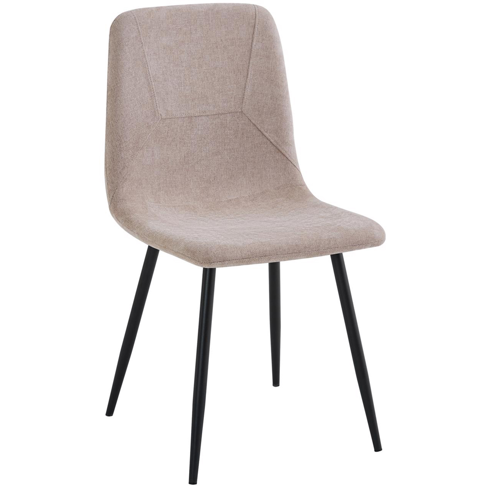 FWStyle Esme Set of 4 Light Brown and Black Linen Upholstered Steel Frame Dining Chair Image 3