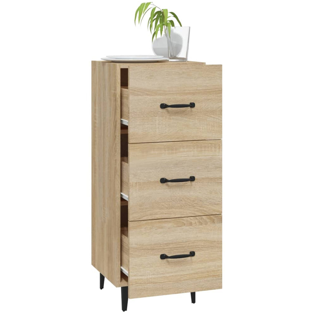 vidaXL 3 Drawer Sonoma Oak Sideboard Image 3