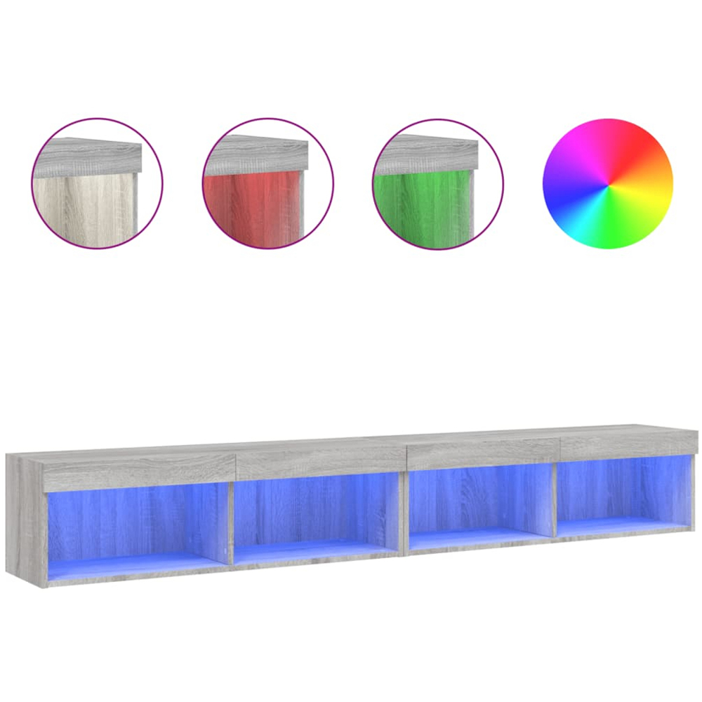 vidaXL 2 Shelf Grey Sonoma TV Cabinet with RGB LED Lights Set of 2 Image 6