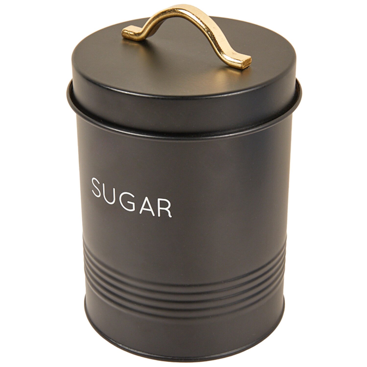Ribbed Canister Bin - Black / Sugar Image 2