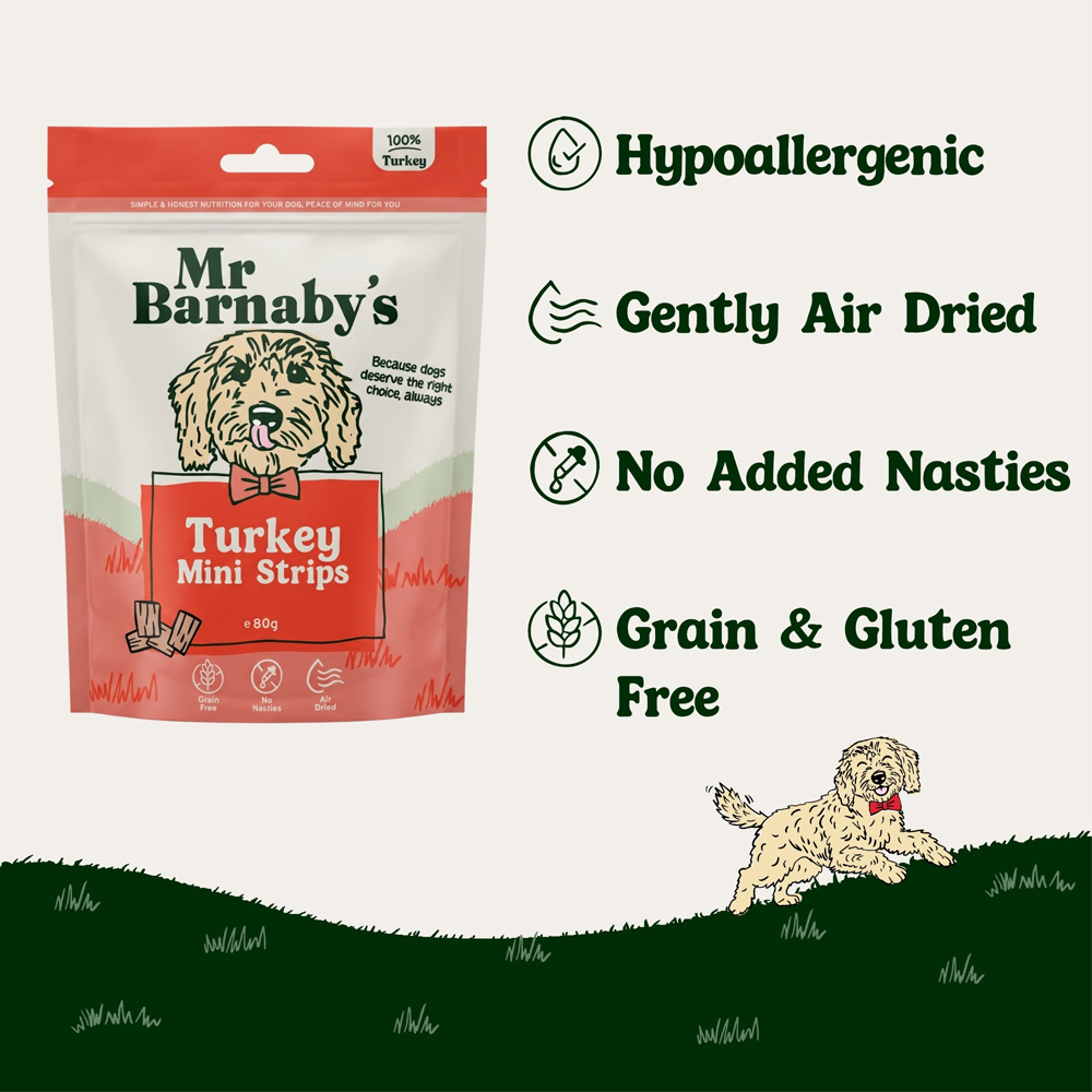Mr Barnaby's Turkey Mini Strips Dog Treats 80g 4 Pack Image 5