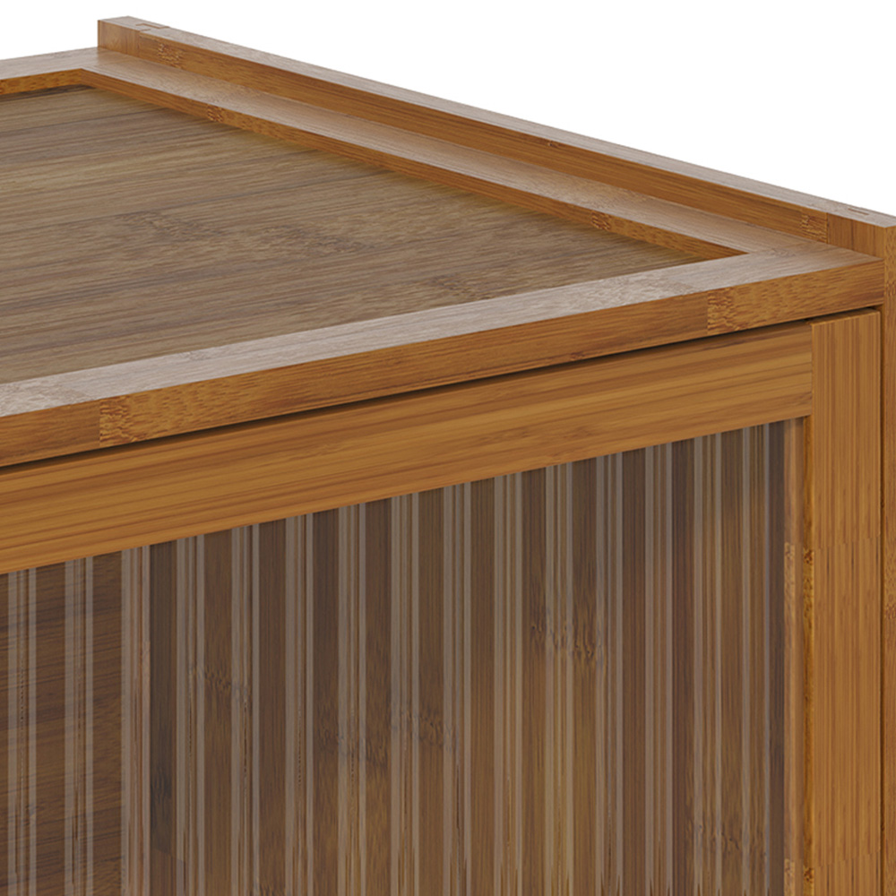 Living and Home 2 Door Wood Effect Bamboo Storage Cabinet Image 4
