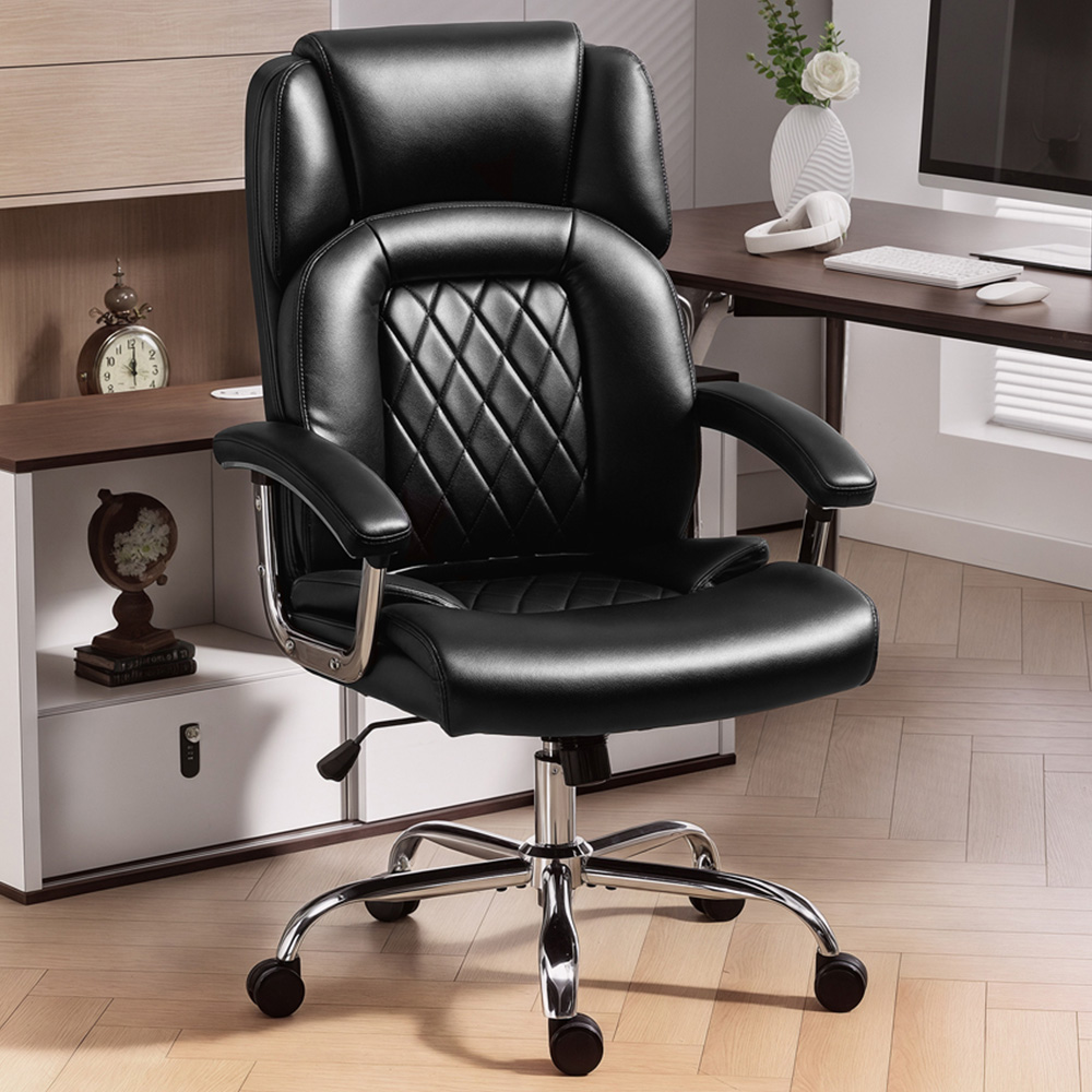 Portland Black High Back Swivel Office Desk Chair with Spring Cushion Image 1