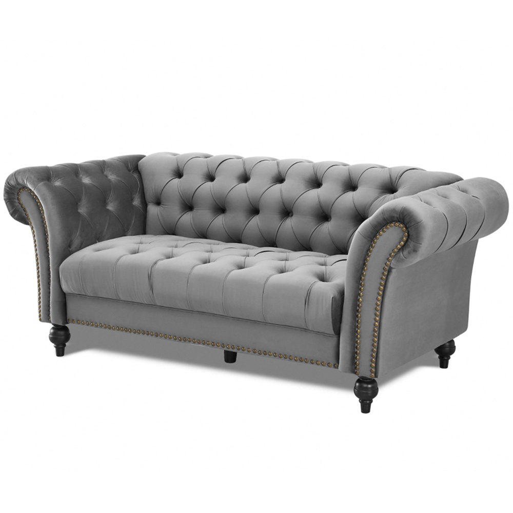 Home Detail Mayfair 3 Seater Grey Velvet Curved Sofa Image 2