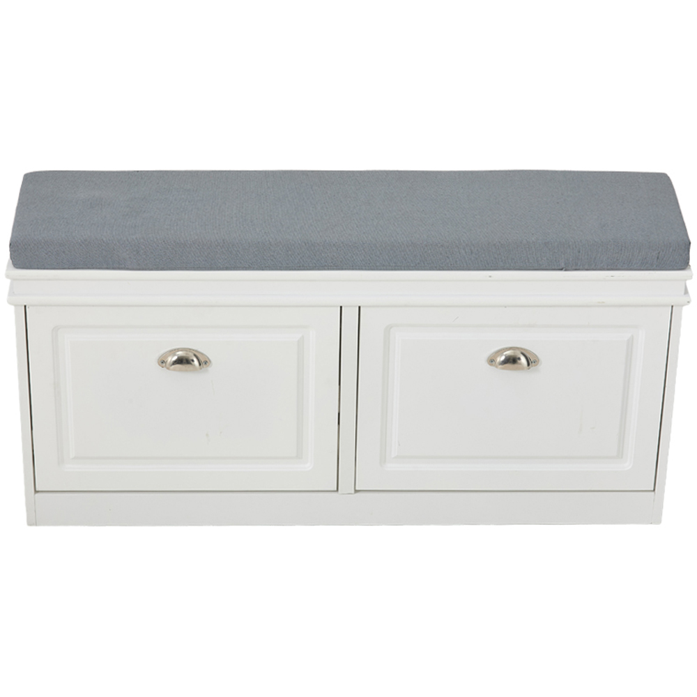 Living and Home 2 Shelf White and Grey Shoe Storage Bench Image 3