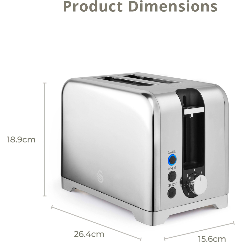 Swan Solace Silver 2 Slice Toaster Image 9