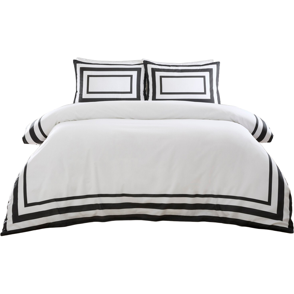 Oxford Border Duvet Set Monochrome Superking Image 2