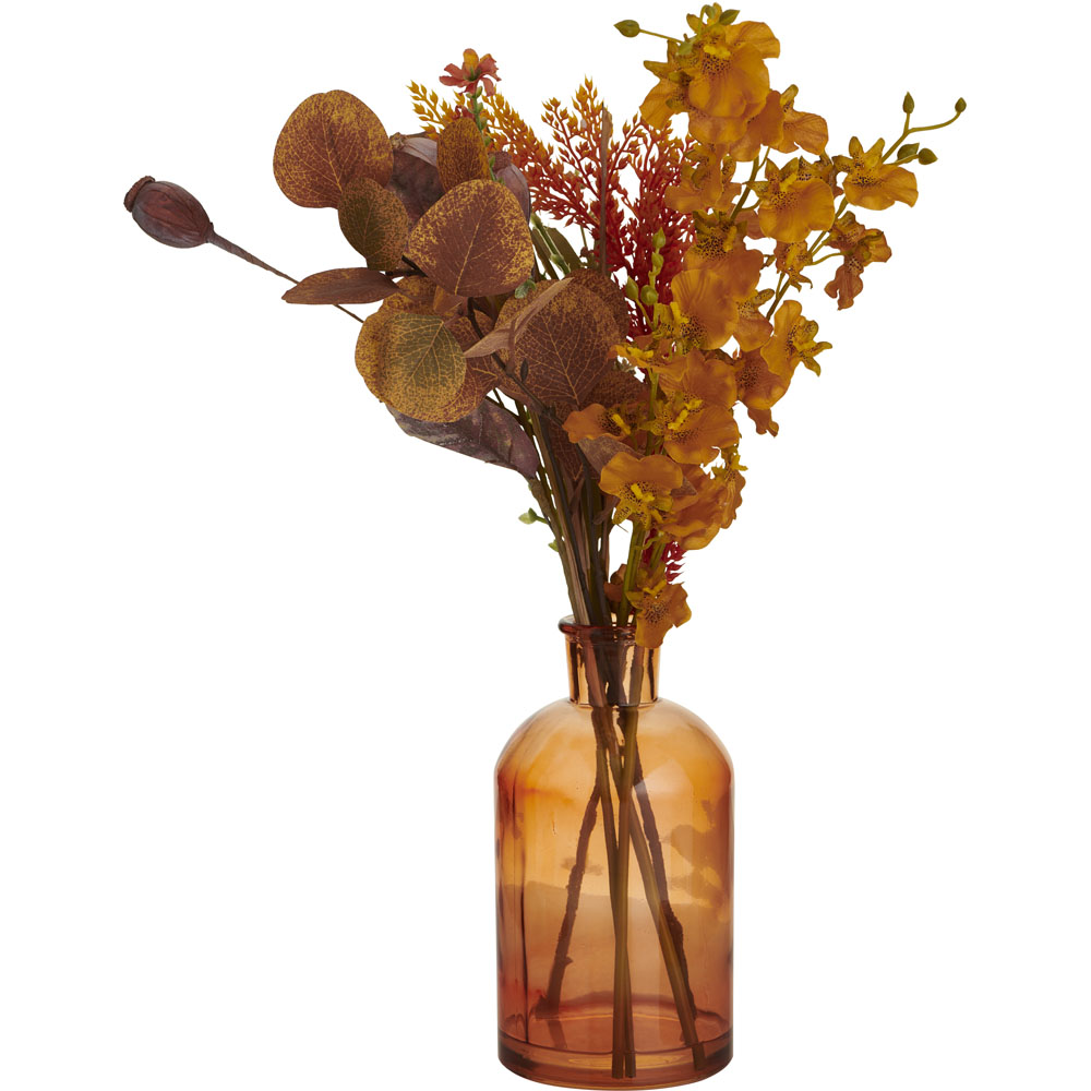 Wilko Autumn Floral in Smoked Glass Vase Image 2