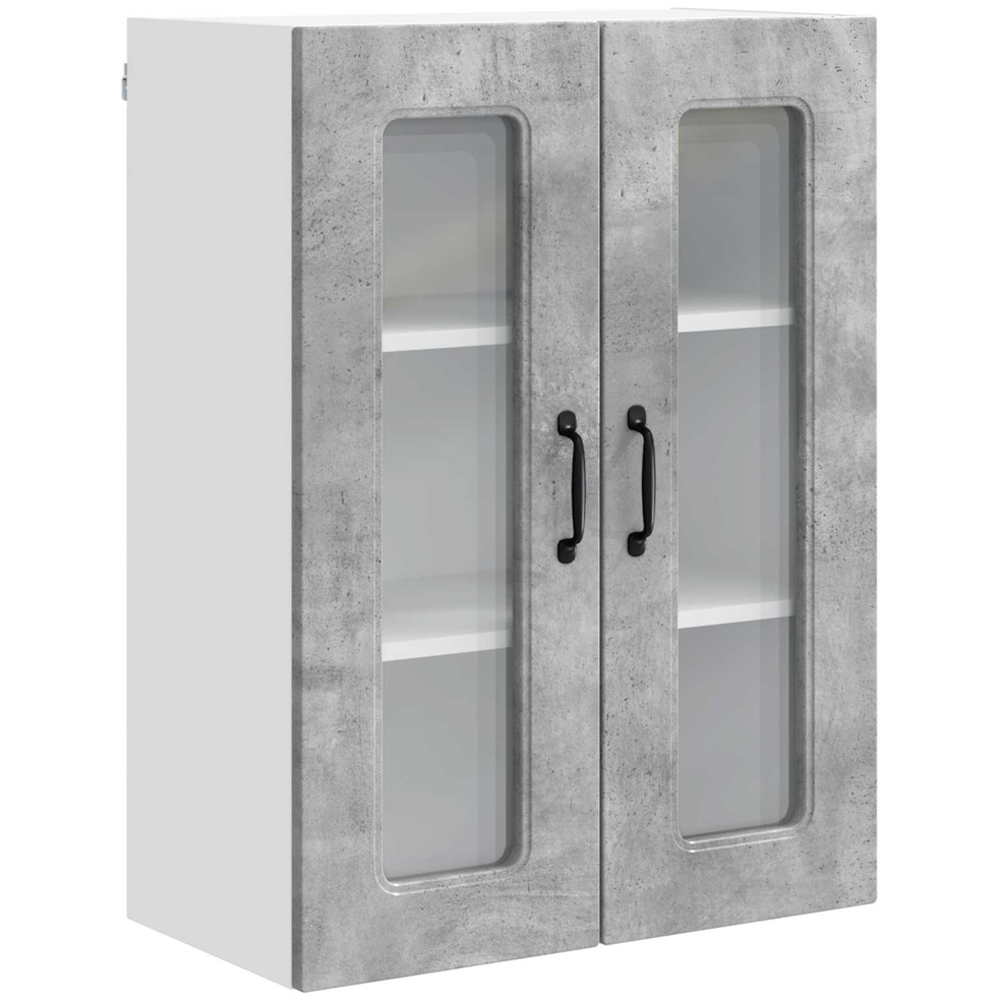 vidaXL 2 Glass Door Concrete Grey Kitchen Wall Cabinet Image 2