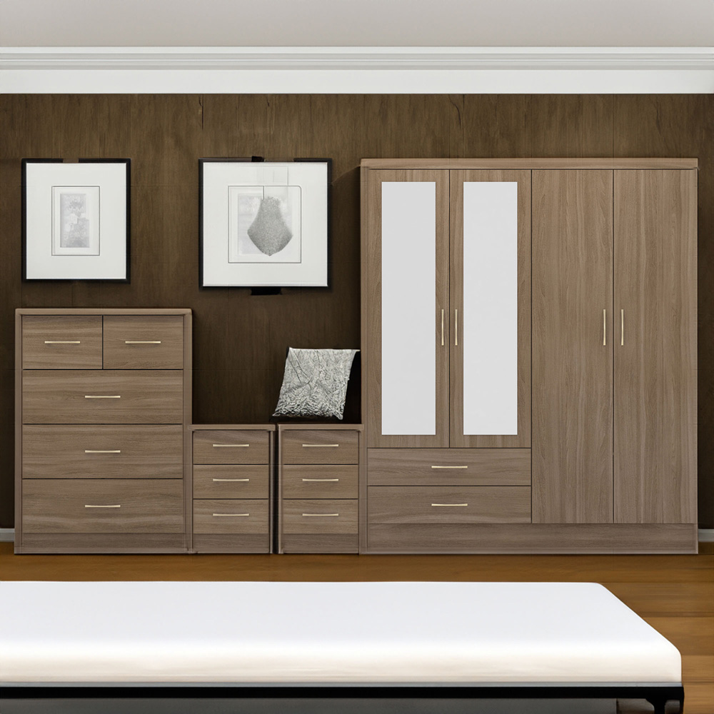 Seconique Nevada Rustic Oak Effect 4 Piece Bedroom Furniture Set Image 1