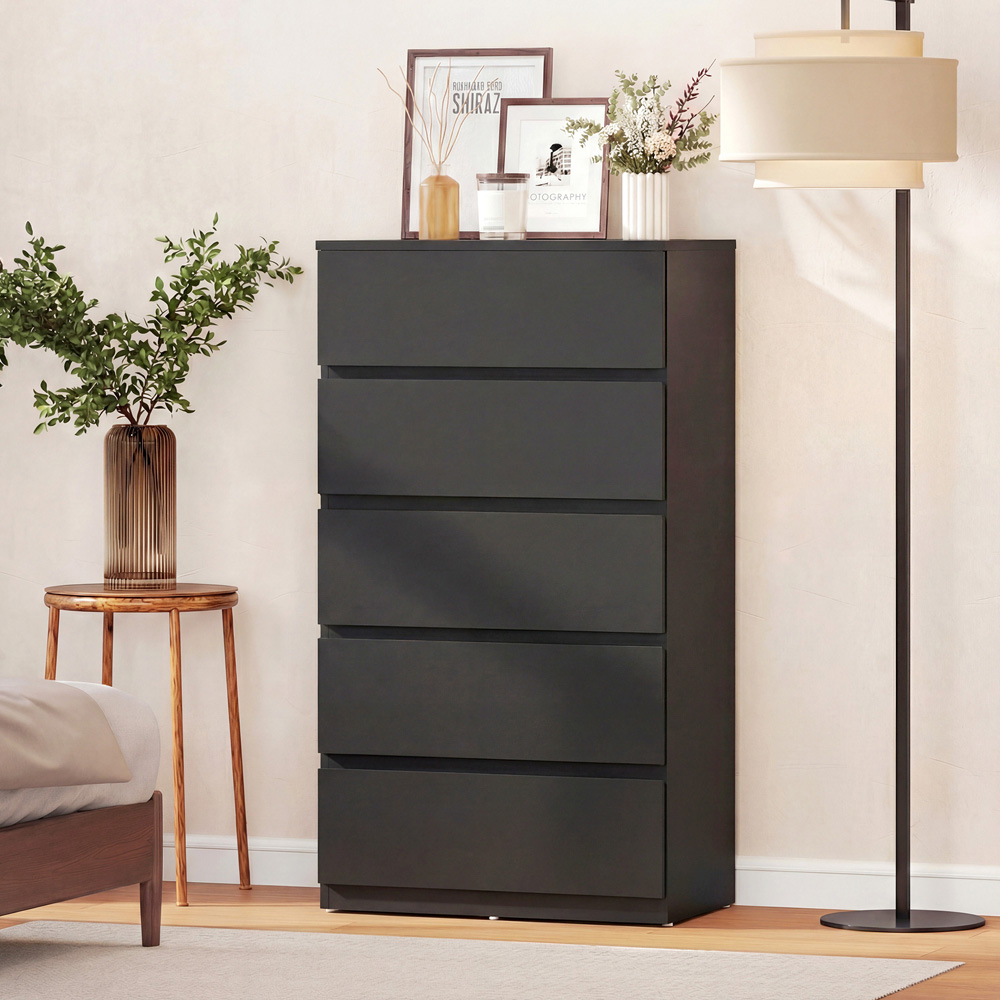 Portland 5 Drawer Black Chest of Drawers Image 6