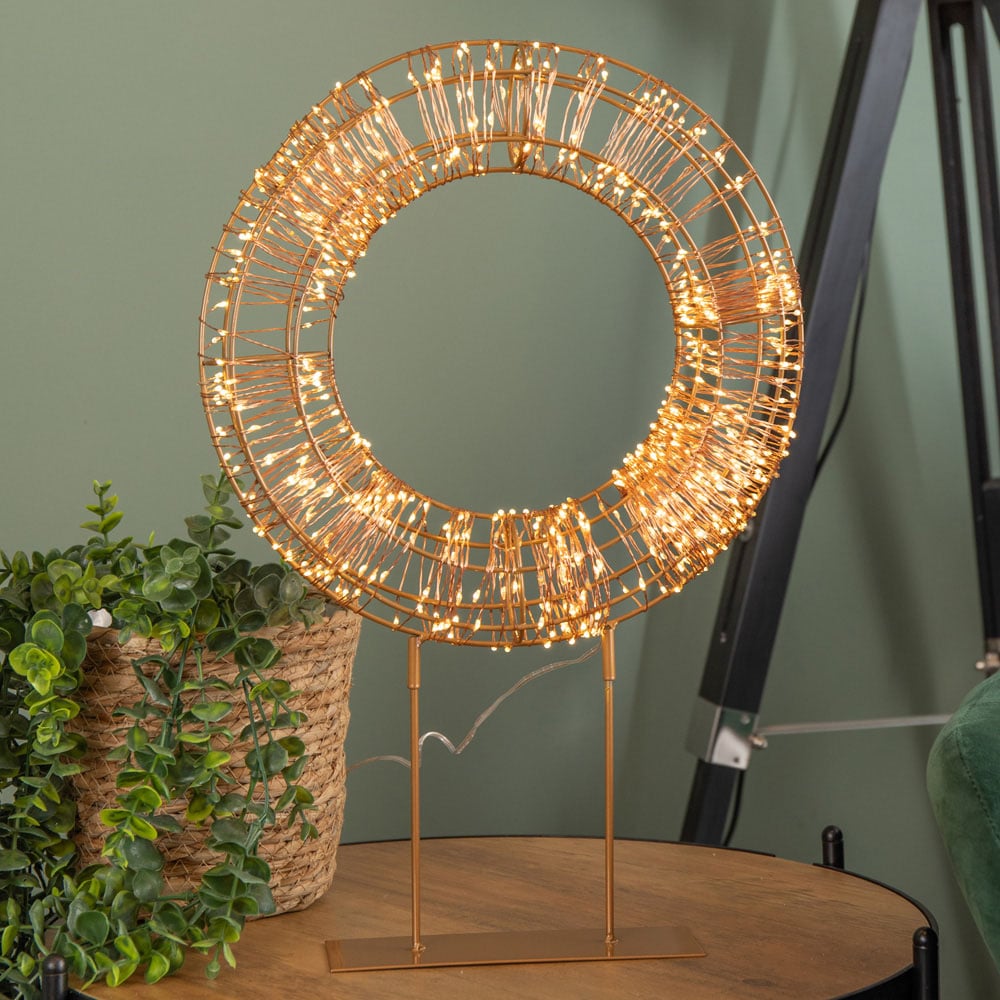Samuel Alexander 720 Warm White LED Rose Gold Light Up Christmas Wreath on Metal Stand 45cm Image 6
