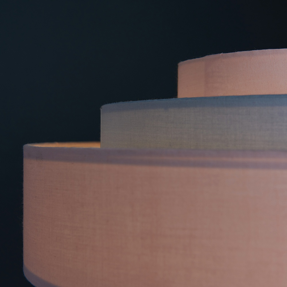 ValueLights Hampshire Pink and Grey Fabric 5 Tiered Ceiling Pendant Light Lamp Shade Image 5