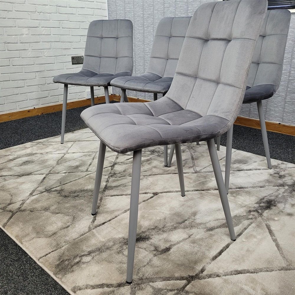 Kosy Koala 4 Seater Grey Velvet Wooden Effect Dining Set Image 6