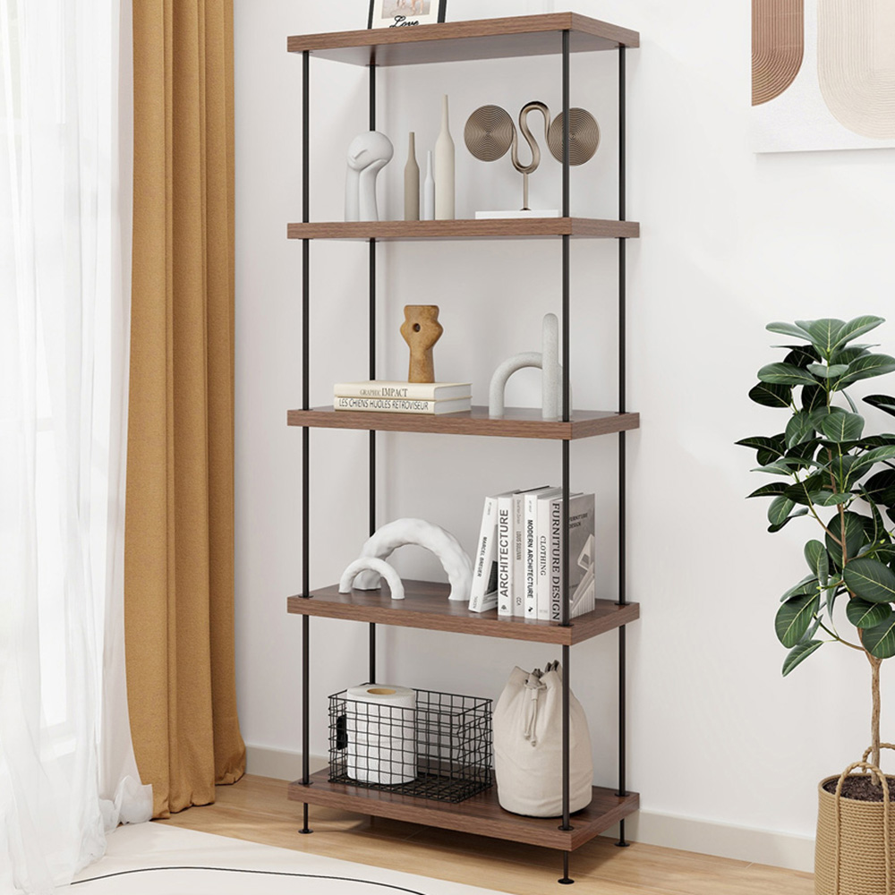 Costway 5 Shelf Brown Multipurpose Bookcase Image 1